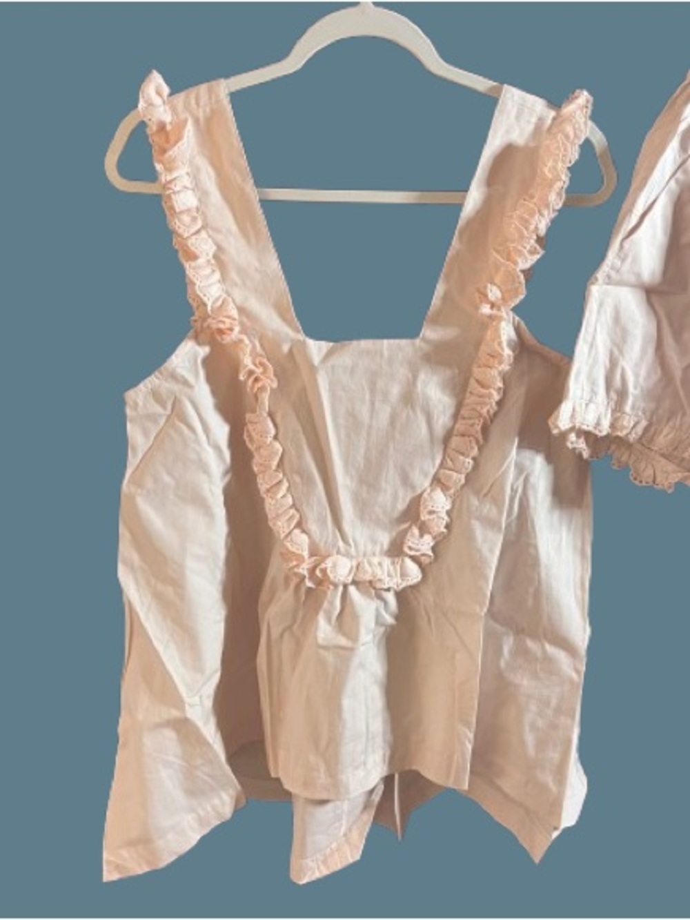 Ruffle-Trim Two-Piece Pajama Set in Pale Peach NWT - Picture 10 of 13